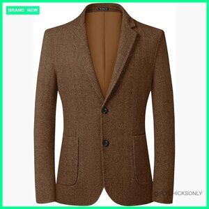 Herringbone Tweed Blazer Wool Blend Sport Coat Vintage Two Button